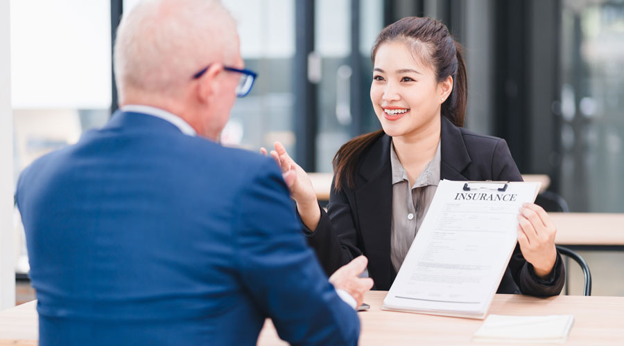 Insurance Agent Talking to Client